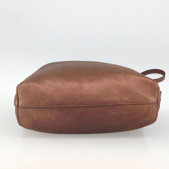 PRADA Hand Bag Leather 2way Bronze Silver Auth bs33982
