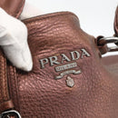 PRADA Hand Bag Leather 2way Bronze Silver Auth bs33982-19