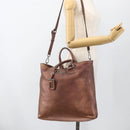 PRADA Hand Bag Leather 2way Bronze Silver Auth bs33982-26