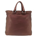 PRADA Hand Bag Leather 2way Bronze Silver Auth bs33982-2