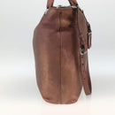 PRADA Hand Bag Leather 2way Bronze Silver Auth bs33982-3