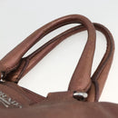 PRADA Hand Bag Leather 2way Bronze Silver Auth bs33982-8