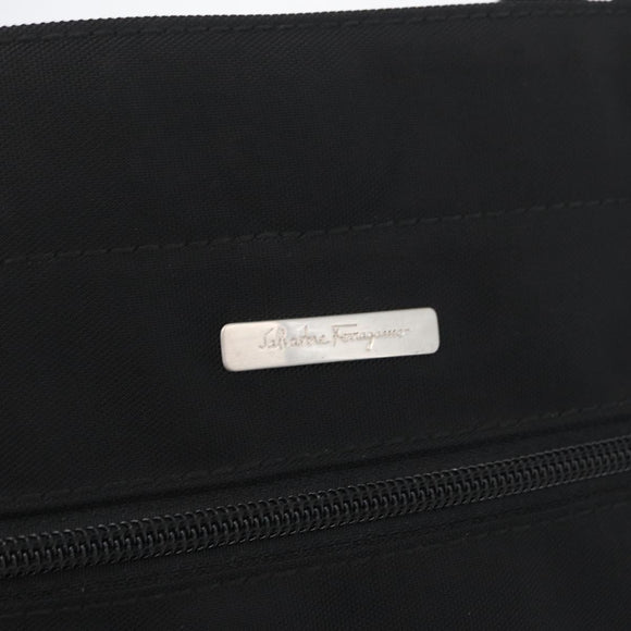 Salvatore Ferragamo Hand Bag Canvas Black Silver Auth bs33983