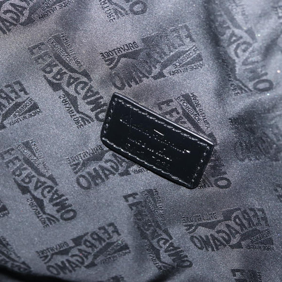 Salvatore Ferragamo Hand Bag Canvas Black Silver Auth bs33983