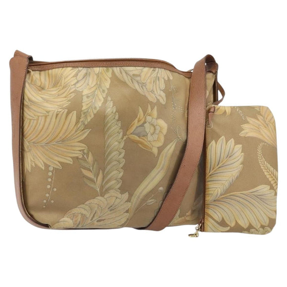 Salvatore Ferragamo Shoulder Bag PVC Canvas Beige Gold Auth bs33984