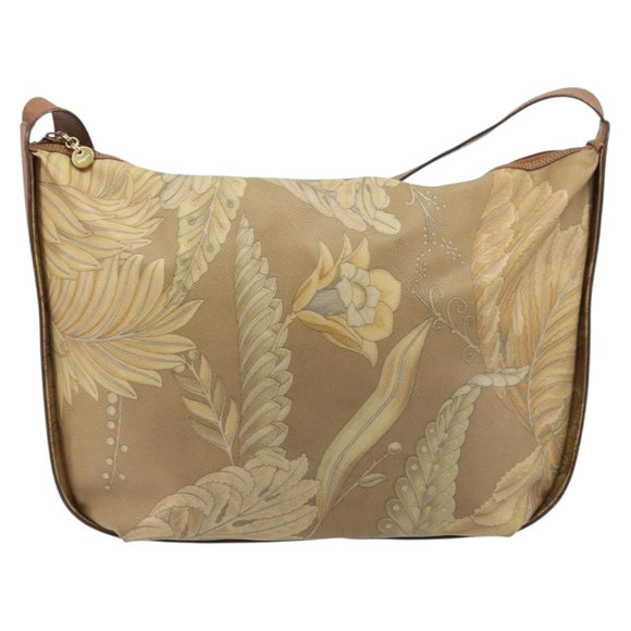 Salvatore Ferragamo Shoulder Bag PVC Canvas Beige Gold Auth bs33984
