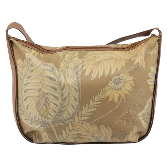 Salvatore Ferragamo Shoulder Bag PVC Canvas Beige Gold Auth bs33984