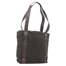 BVLGARI Shoulder Bag Canvas Brown Silver Auth bs33988-1