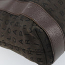 BVLGARI Shoulder Bag Canvas Brown Silver Auth bs33988-13