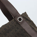 BVLGARI Shoulder Bag Canvas Brown Silver Auth bs33988-14
