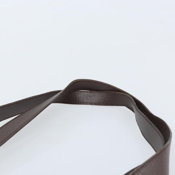 BVLGARI Shoulder Bag Canvas Brown Silver Auth bs33988