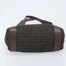 BVLGARI Shoulder Bag Canvas Brown Silver Auth bs33988-9