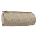 Christian Dior Honeycomb Canvas Pouch PVC Leather Beige Auth bs33990-1
