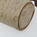 Christian Dior Honeycomb Canvas Pouch PVC Leather Beige Auth bs33990-10