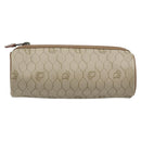 Christian Dior Honeycomb Canvas Pouch PVC Leather Beige Auth bs33990-2