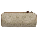Christian Dior Honeycomb Canvas Pouch PVC Leather Beige Auth bs33990-3
