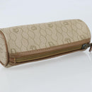 Christian Dior Honeycomb Canvas Pouch PVC Leather Beige Auth bs33990-6