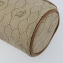 Christian Dior Honeycomb Canvas Pouch PVC Leather Beige Auth bs33990-8