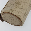 Christian Dior Honeycomb Canvas Pouch PVC Leather Beige Auth bs33990-9
