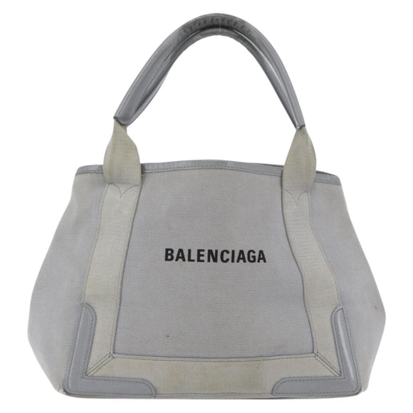 BALENCIAGA Tote Bag Canvas Leather Gray Silver 339933 Auth bs33993