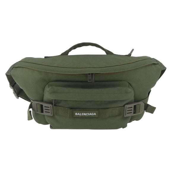 BALENCIAGA Body Bag Canvas Khaki 644035 Auth bs33995