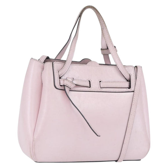LOEWE Schultertasche Leder Rosa Silber Auth bs33996