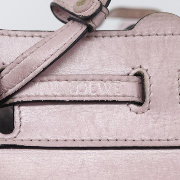 LOEWE Schultertasche Leder Rosa Silber Auth bs33996