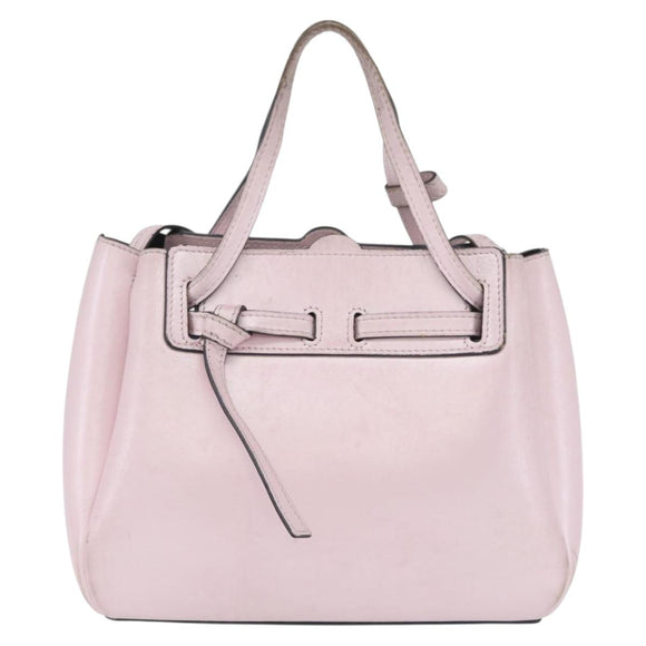 LOEWE Schultertasche Leder Rosa Silber Auth bs33996