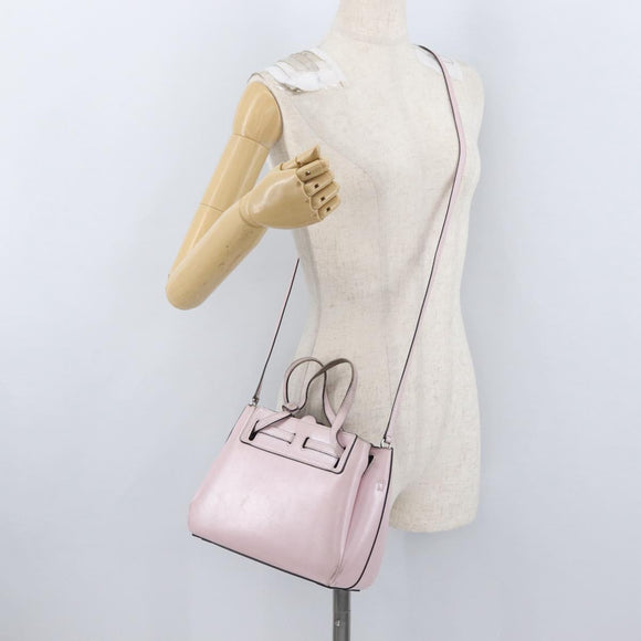 LOEWE Schultertasche Leder Rosa Silber Auth bs33996