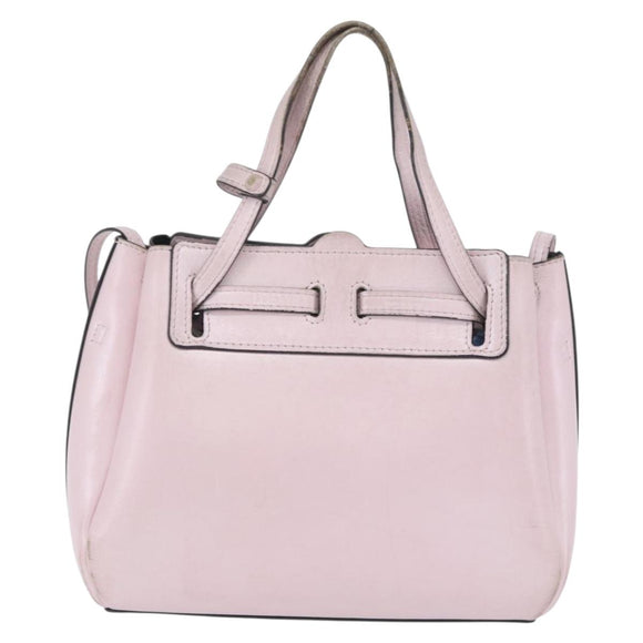 LOEWE Schultertasche Leder Rosa Silber Auth bs33996