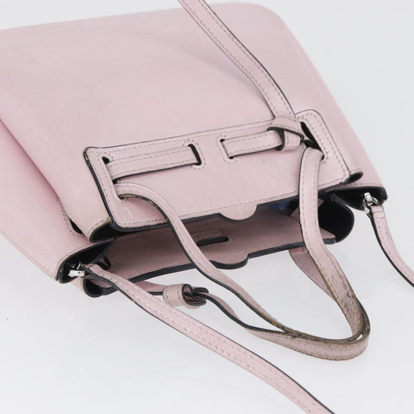 LOEWE Schultertasche Leder Rosa Silber Auth bs33996