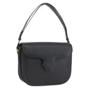 SAINT LAURENT Shoulder Bag Leather Black Gold Auth bs33997-1