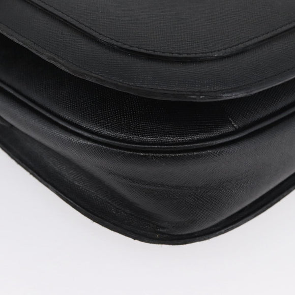 SAINT LAURENT Shoulder Bag Leather Black Gold Auth bs33997