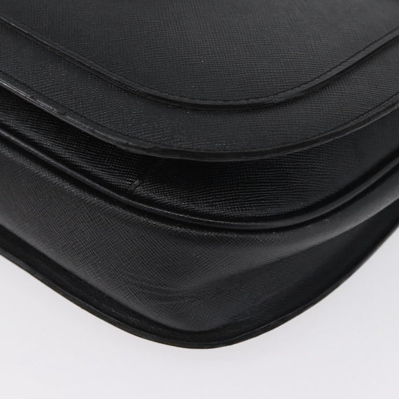SAINT LAURENT Shoulder Bag Leather Black Gold Auth bs33997