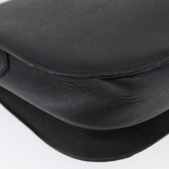 SAINT LAURENT Shoulder Bag Leather Black Gold Auth bs33997