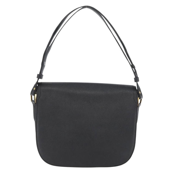 SAINT LAURENT Shoulder Bag Leather Black Gold Auth bs33997