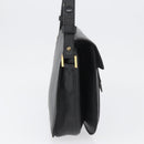 SAINT LAURENT Shoulder Bag Leather Black Gold Auth bs33997-5