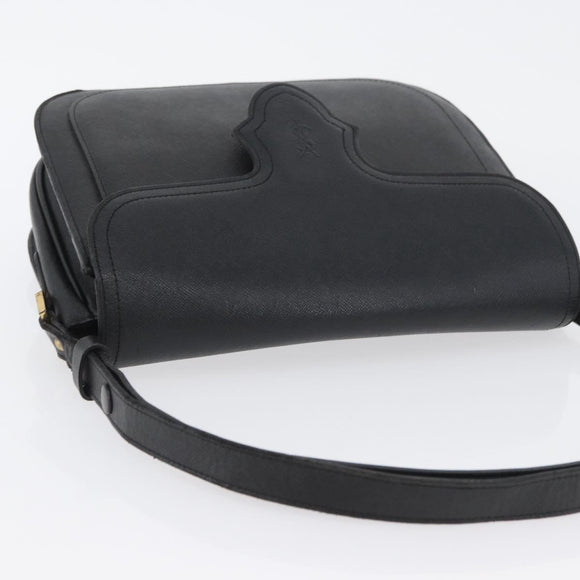 SAINT LAURENT Shoulder Bag Leather Black Gold Auth bs33997