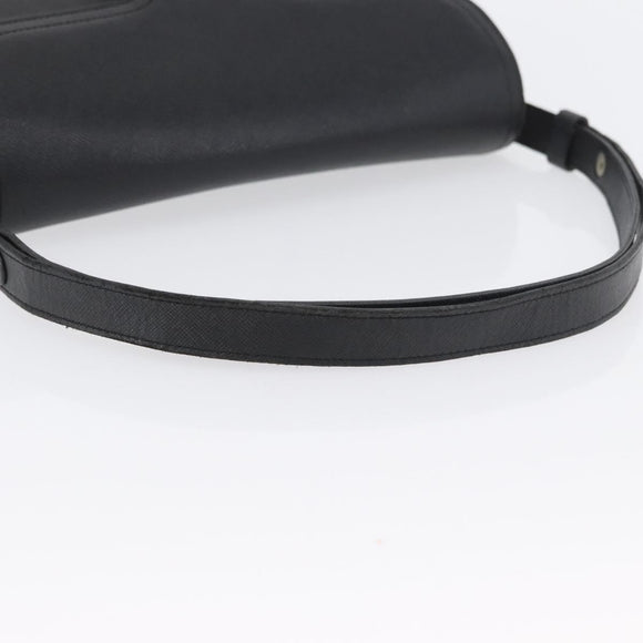 SAINT LAURENT Shoulder Bag Leather Black Gold Auth bs33997