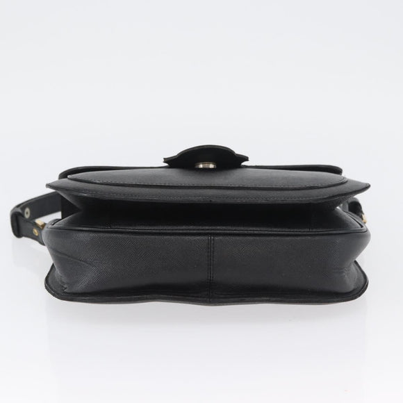 SAINT LAURENT Shoulder Bag Leather Black Gold Auth bs33997