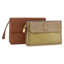 SAINT LAURENT Clutch Bag Leather 2 Set Brown CC Auth bs34000-1