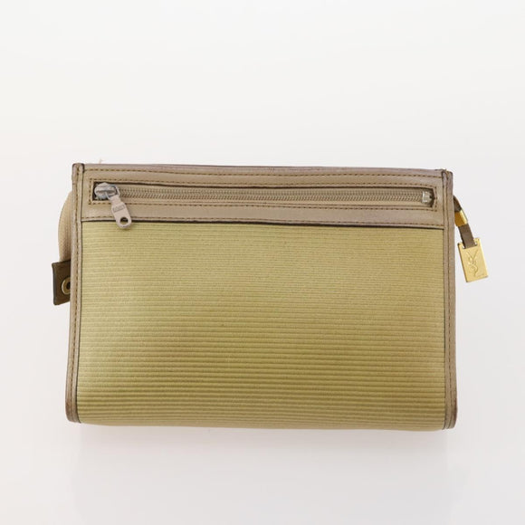 SAINT LAURENT Clutch Bag Leather 2 Set Brown CC Auth bs34000