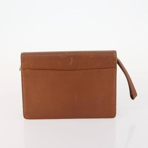 SAINT LAURENT Clutch Bag Leather 2 Set Brown CC Auth bs34000