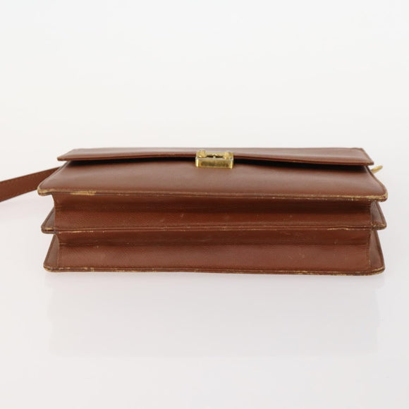 SAINT LAURENT Clutch Bag Leather 2 Set Brown CC Auth bs34000