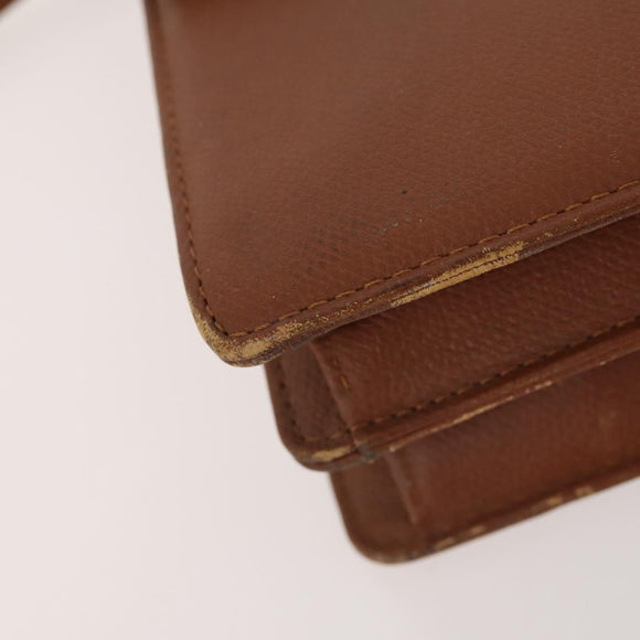 SAINT LAURENT Clutch Bag Leather 2 Set Brown CC Auth bs34000