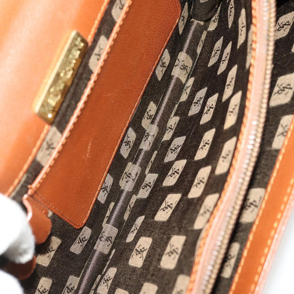 SAINT LAURENT Clutch Bag Leather 2 Set Brown CC Auth bs34000
