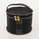 FENDI Pecan Canvas Zucchino Canvas Hand Bag 3 Set Black Brown Auth bs34001-16