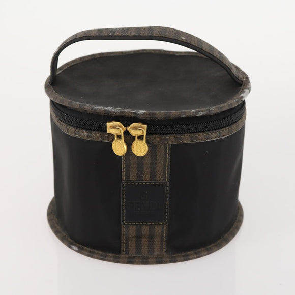 FENDI Pecan Canvas Zucchino Canvas Hand Bag 3 Set Black Brown Auth bs34001