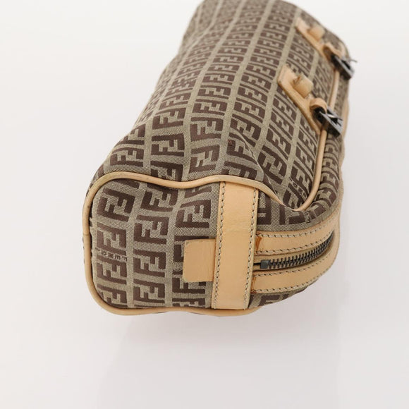 FENDI Pecan Canvas Zucchino Canvas Hand Bag 3 Set Black Brown Auth bs34001