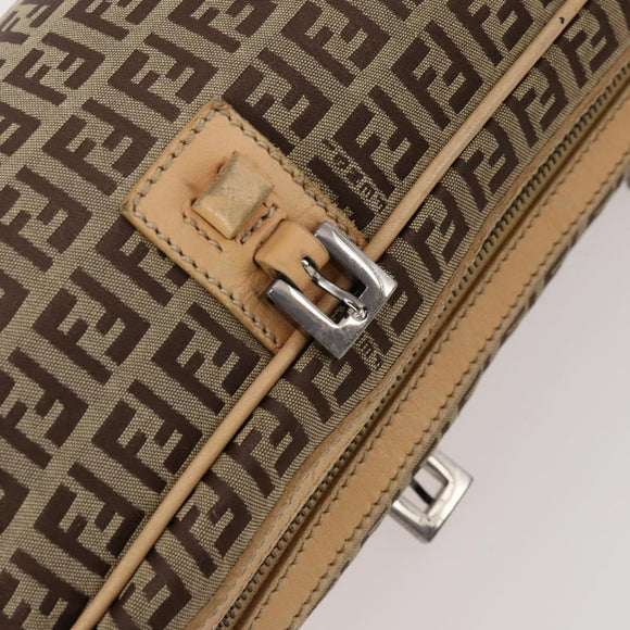 FENDI Pecan Canvas Zucchino Canvas Hand Bag 3 Set Black Brown Auth bs34001